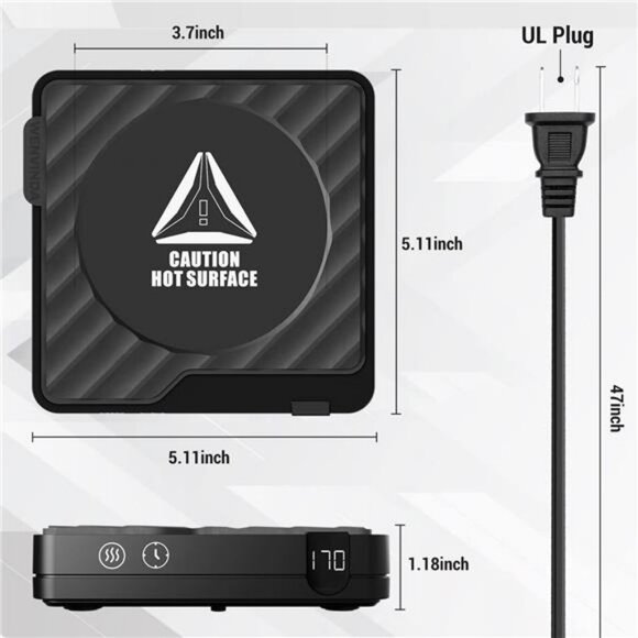 Coffee Mug Warmer&Coffee Warmer for Desk Auto Shut Off, w/ 3 Temperature Setting - Picture 4 of 6